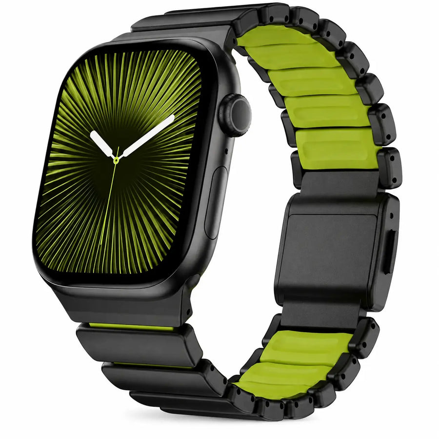 forest green black titanium apple watch strap