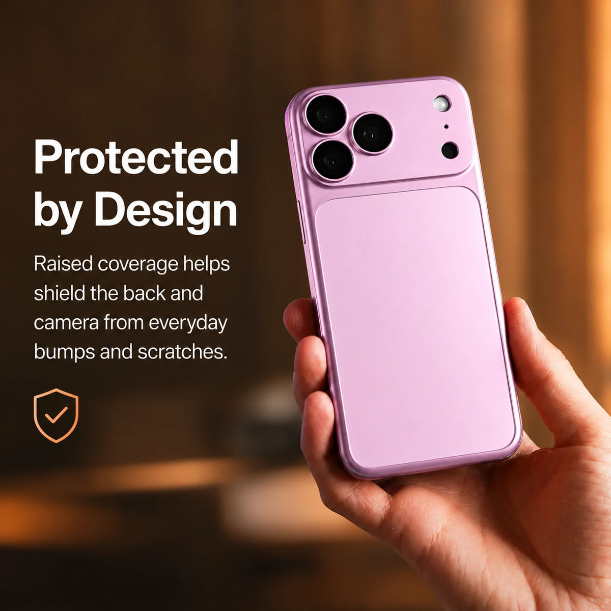 Blush Pink magnetic protective phone backplate held with raised camera protection #color_Blush Pink