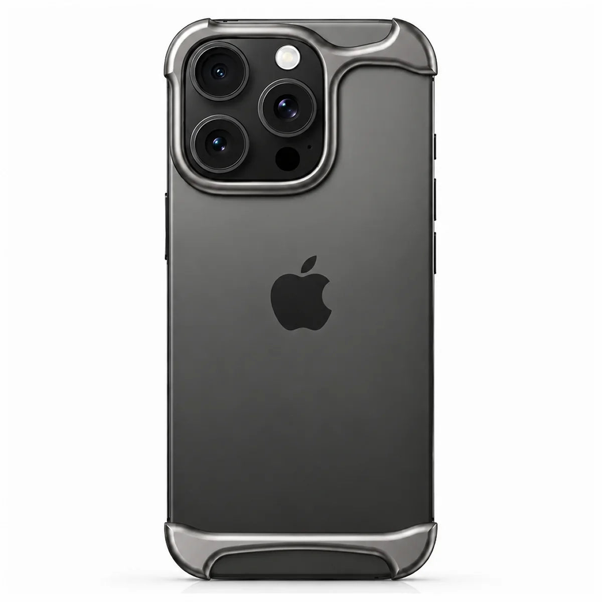 Gray two-piece metal phone bumper on a white background #color_Gray