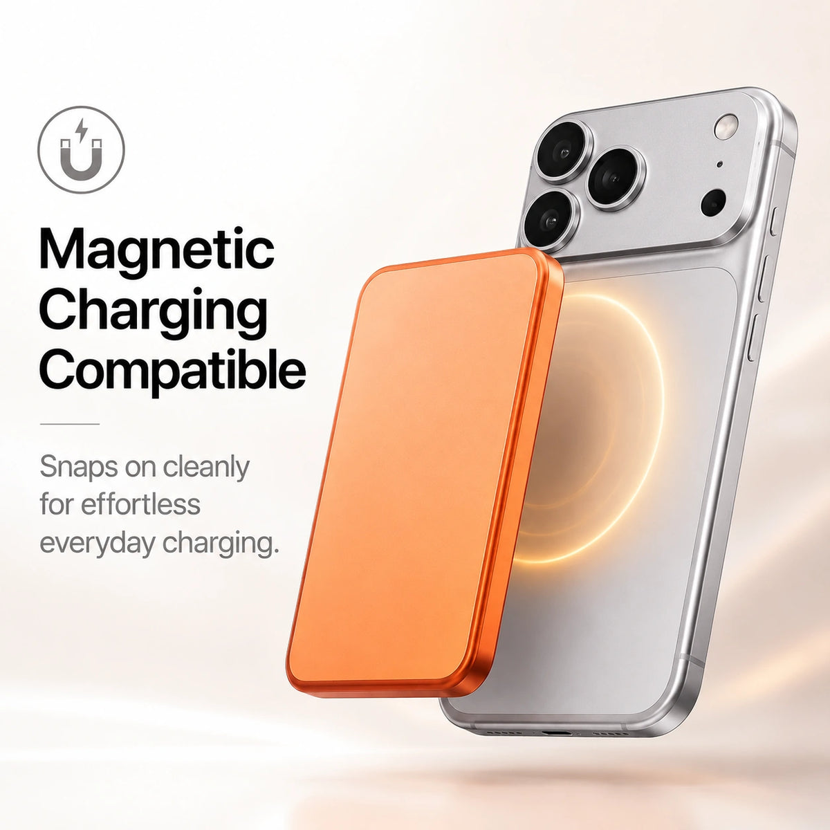 Titanium Silver magnetic protective phone backplate with a magnetic charging accessory #color_Titanium Silver