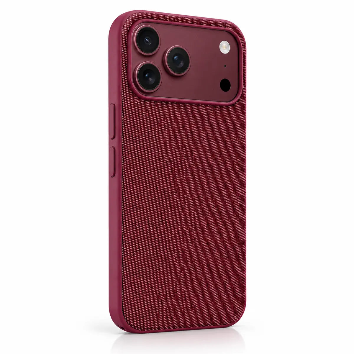 Woven phone case in Burgundy on a matching Burgundy iPhone 18 Pro Max. #color_Burgundy