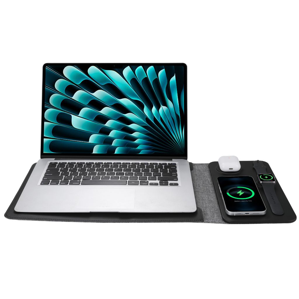 5 in 1 Laptop Sleeve with Wireless Charging for Apple