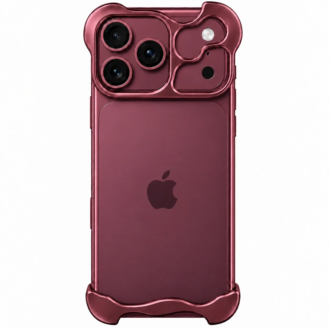 Burgundy sculpted metal phone case viewed from the rear #color_Burgundy