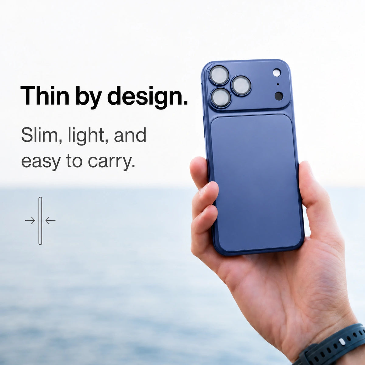 Deep Blue magnetic protective phone backplate shown as a thin protective panel #color_Deep Blue