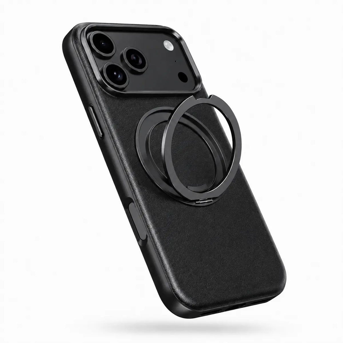 MagSafe leather iPhone case with adjustable hands-free stand
