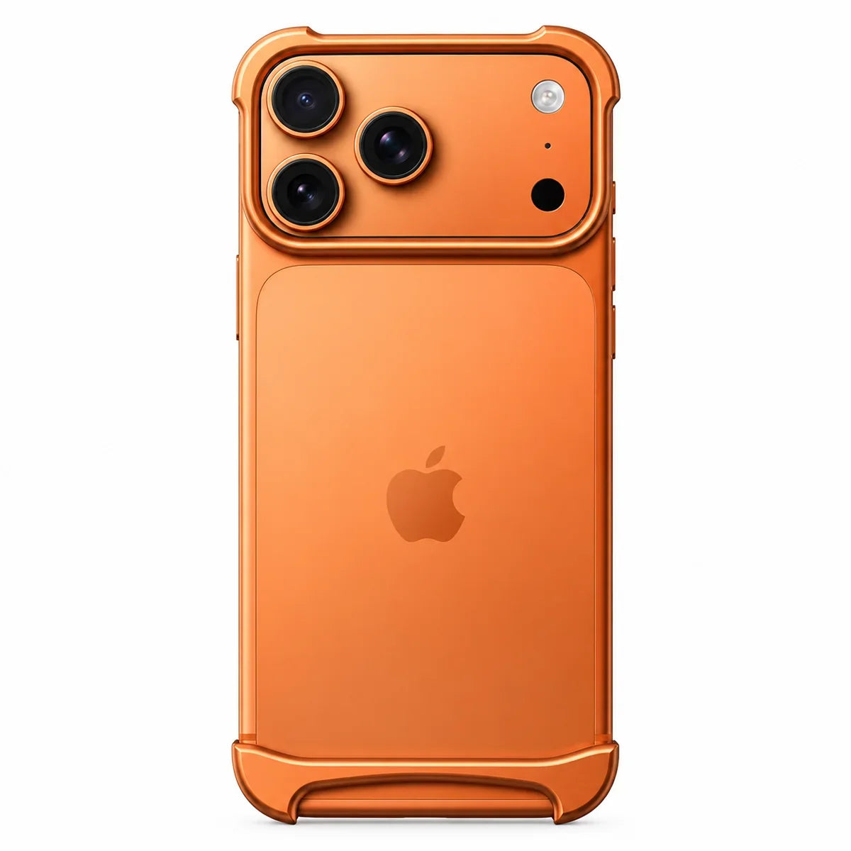 Orange two-piece metal phone bumper with an exposed back on a white background #color_Cosmic Orange