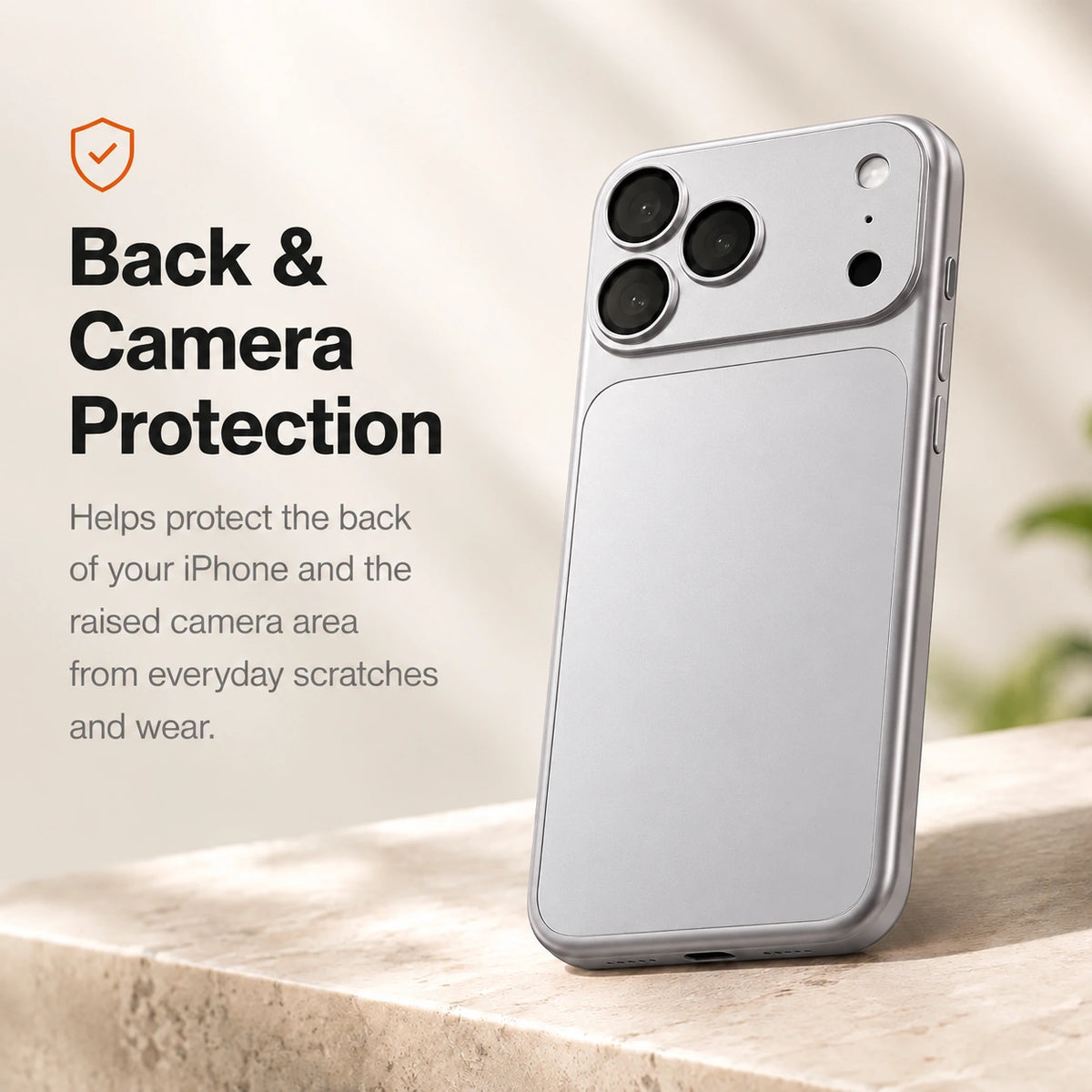 Titanium Silver magnetic protective phone backplate protecting the back and camera area #color_Titanium Silver